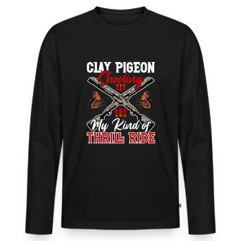 Clay Pigeon Shooting Clay Pigeon Shooting Shooting - Men's Premium Organic Long Sleeve Shirt - black - Front - Nico (187cm)