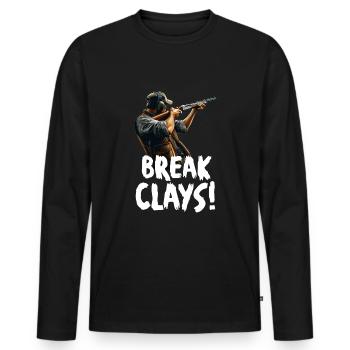 Tontaubenschießen Tontaubenschießen Schießen - Männer Premium Bio Langarmshirt - Schwarz - Vorne - Nico (187cm)