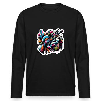 Clay Pigeon Shooting Clay Pigeon Shooting Shooting - Men's Premium Organic Long Sleeve Shirt - black - Front - Nico (187cm)