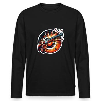 Clay Pigeon Shooting Clay Pigeon Shooting Shooting - Men's Premium Organic Long Sleeve Shirt - black - Front - Nico (187cm)