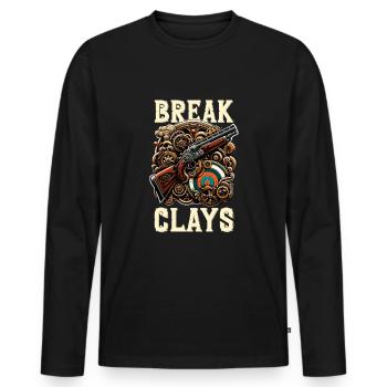Clay Pigeon Shooting Clay Pigeon Shooting Shooting - Men's Premium Organic Long Sleeve Shirt - black - Front - Nico (187cm)