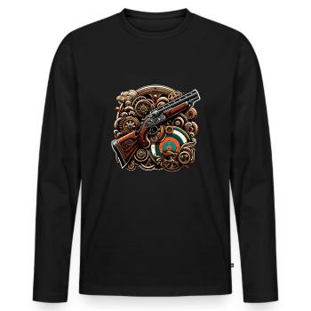 Clay Pigeon Shooting Clay Pigeon Shooting Shooting - Men's Premium Organic Long Sleeve Shirt - black - Front - Nico (187cm)