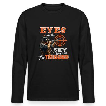 Clay Pigeon Shooting Clay Pigeon Shooting Shooting - Men's Premium Organic Long Sleeve Shirt - black - Front - Nico (187cm)