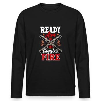Clay Pigeon Shooting Clay Pigeon Shooting Shooting - Men's Premium Organic Long Sleeve Shirt - black - Front - Nico (187cm)