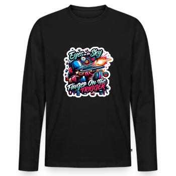 Clay Pigeon Shooting Clay Pigeon Shooting Shooting - Men's Premium Organic Long Sleeve Shirt - black - Front - Nico (187cm)