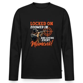 Clay Pigeon Shooting Clay Pigeon Shooting Shooting - Men's Premium Organic Long Sleeve Shirt - black - Front - Nico (187cm)