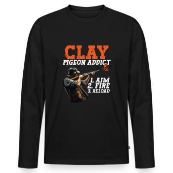 Clay Pigeon Shooting Clay Pigeon Shooting Shooting - Men's Premium Organic Long Sleeve Shirt - black - Front - Nico (187cm)