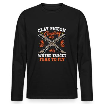 Clay Pigeon Shooting Clay Pigeon Shooting Shooting - Men's Premium Organic Long Sleeve Shirt - black - Front - Nico (187cm)