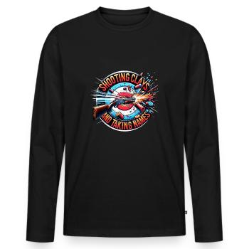 Clay Pigeon Shooting Clay Pigeon Shooting Shooting - Men's Premium Organic Long Sleeve Shirt - black - Front - Nico (187cm)