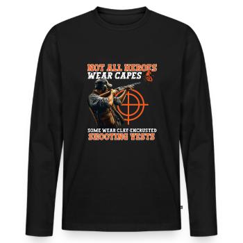 Clay Pigeon Shooting Clay Pigeon Shooting Shooting - Men's Premium Organic Long Sleeve Shirt - black - Front - Nico (187cm)
