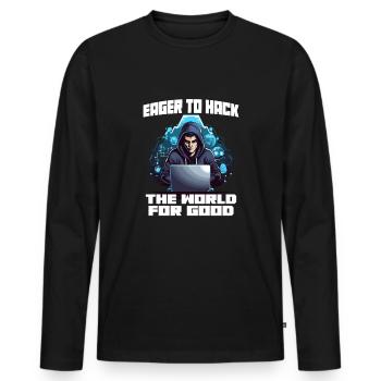 Analyste en piratage éthique Cybersécurité éthique - T-shirt manches longues Premium bio Homme - noir - Devant - Nico (187cm)