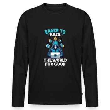 Analyste en piratage éthique Cybersécurité éthique - T-shirt manches longues Premium bio Homme - noir - Devant - Nico (187cm)