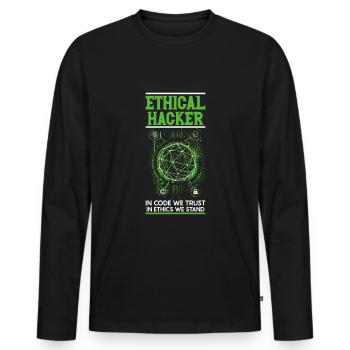 Analyste en piratage éthique Cybersécurité éthique - T-shirt manches longues Premium bio Homme - noir - Devant - Nico (187cm)
