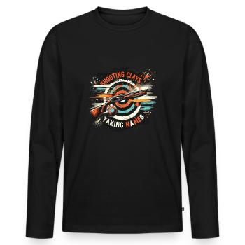 Clay Pigeon Shooting Clay Pigeon Shooting Shooting - Men's Premium Organic Long Sleeve Shirt - black - Front - Nico (187cm)
