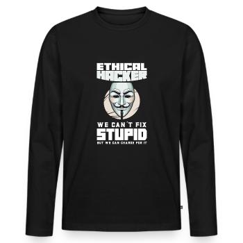 Analyste en piratage éthique Cybersécurité éthique - T-shirt manches longues Premium bio Homme - noir - Devant - Nico (187cm)