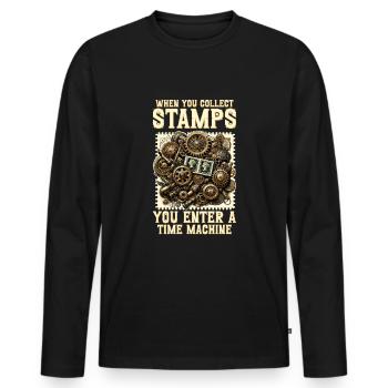 Philately Philatelist Stamp Collecting - Men's Premium Organic Long Sleeve Shirt - black - Front - Nico (187cm)