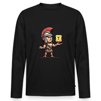 Drôle D’éponge, Histoire Romaine, Salle De Bain - T-shirt manches longues Premium bio Homme - noir - Devant - Nico (187cm)