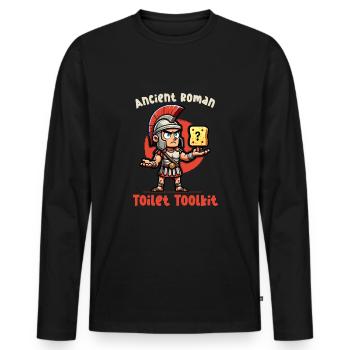 Drôle D’éponge, Histoire Romaine, Salle De Bain - T-shirt manches longues Premium bio Homme - noir - Devant - Nico (187cm)