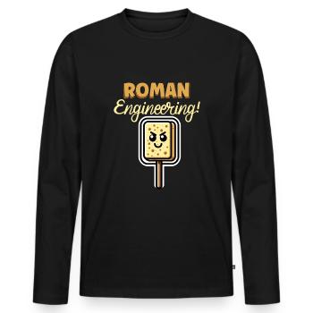 Drôle D’éponge, Histoire Romaine, Salle De Bain - T-shirt manches longues Premium bio Homme - noir - Devant - Nico (187cm)