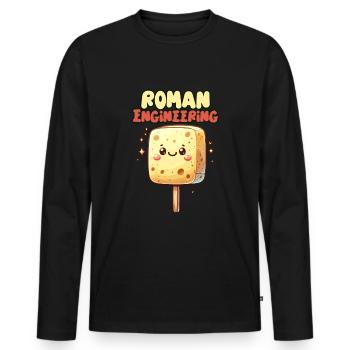 Drôle D’éponge, Histoire Romaine, Salle De Bain - T-shirt manches longues Premium bio Homme - noir - Devant - Nico (187cm)