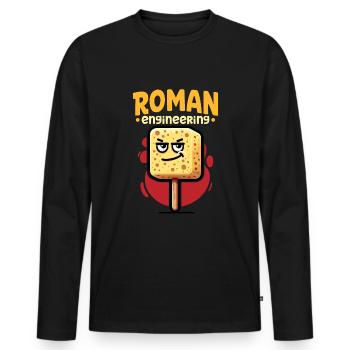 Drôle D’éponge, Histoire Romaine, Salle De Bain - T-shirt manches longues Premium bio Homme - noir - Devant - Nico (187cm)