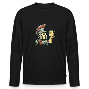 Drôle D’éponge, Histoire Romaine, Salle De Bain - T-shirt manches longues Premium bio Homme - noir - Devant - Nico (187cm)