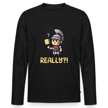 Drôle D’éponge, Histoire Romaine, Salle De Bain - T-shirt manches longues Premium bio Homme - noir - Devant - Nico (187cm)