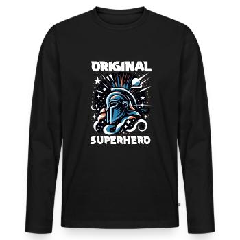 Jules César Histoire romaine Empire romain - T-shirt manches longues Premium bio Homme - noir - Devant - Nico (187cm)