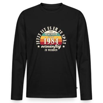 40. Geburtstag Legendär seit 1984 Männer Geschenk - Männer Premium Bio Langarmshirt - Schwarz - Vorne - Nico (187cm)