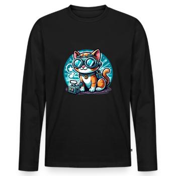 Enquêteur paranormal Fantôme Halloween Evp Haunte - T-shirt manches longues Premium bio Homme - noir - Devant - Nico (187cm)