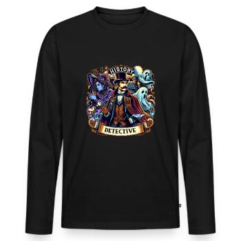 Enquêteur paranormal Fantôme Halloween Evp Haunte - T-shirt manches longues Premium bio Homme - noir - Devant - Nico (187cm)