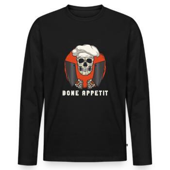 Fleischschneider Metzger Horror Skelett Gore - Männer Premium Bio Langarmshirt - Schwarz - Vorne - Nico (187cm)