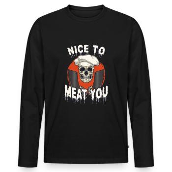 Fleischschneider Metzger Horror Skelett Gore - Männer Premium Bio Langarmshirt - Schwarz - Vorne - Nico (187cm)