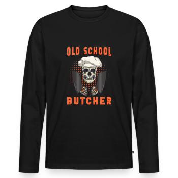 Fleischschneider Metzger Horror Skelett Gore - Männer Premium Bio Langarmshirt - Schwarz - Vorne - Nico (187cm)