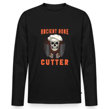 Coupe-viande Boucher Horreur Squelette Gore - T-shirt manches longues Premium bio Homme - noir - Devant - Nico (187cm)
