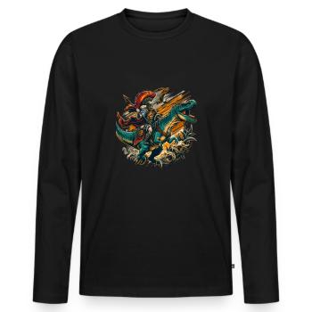 Jules César Histoire romaine Empire romain - T-shirt manches longues Premium bio Homme - noir - Devant - Nico (187cm)