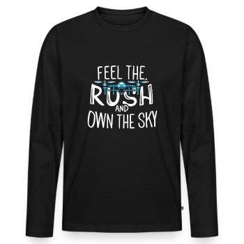 Drohne Pilot Opa Geschenkidee Alter Mann Mit - Männer Premium Bio Langarmshirt - Schwarz - Vorne - Nico (187cm)