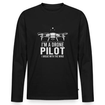 Drohne Pilot Opa Geschenkidee Alter Mann Mit - Männer Premium Bio Langarmshirt - Schwarz - Vorne - Nico (187cm)