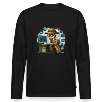 Analyste en piratage éthique Cybersécurité éthique - T-shirt manches longues Premium bio Homme - noir - Devant - Nico (187cm)