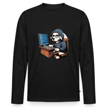 Analyste en piratage éthique Cybersécurité éthique - T-shirt manches longues Premium bio Homme - noir - Devant - Nico (187cm)