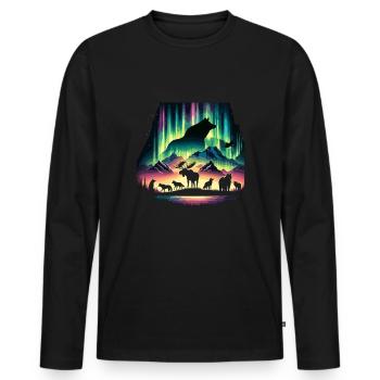 Aurora Aurora Tracker Alaska Wilderness - Men's Premium Organic Long Sleeve Shirt - black - Front - Nico (187cm)