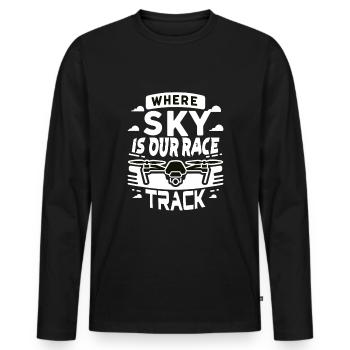 Drone pilote grand-père idée cadeau vieil homme avec - T-shirt manches longues Premium bio Homme - noir - Devant - Nico (187cm)