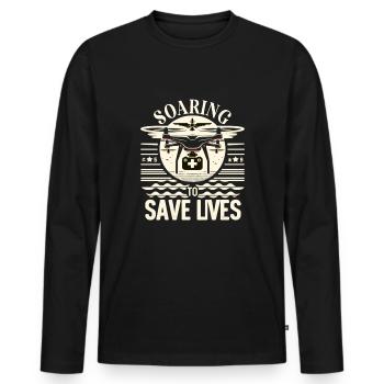 Drohne Pilot Opa Geschenkidee Alter Mann Mit - Männer Premium Bio Langarmshirt - Schwarz - Vorne - Nico (187cm)
