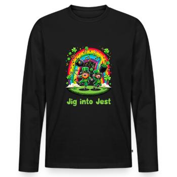 Irish Dancing Ireland Outfit Irish Music - Männer Premium Bio Langarmshirt - Schwarz - Vorne - Nico (187cm)