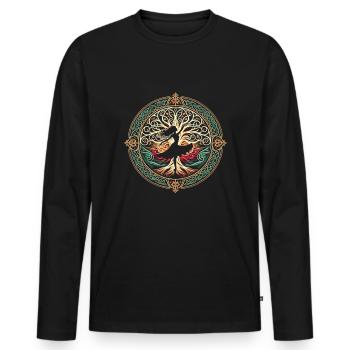 Irish Dancing Ireland Outfit Irish Music - Männer Premium Bio Langarmshirt - Schwarz - Vorne - Nico (187cm)