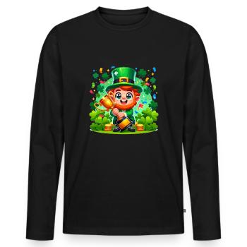 Irish Dancing Ireland Outfit Irish Music - Männer Premium Bio Langarmshirt - Schwarz - Vorne - Nico (187cm)