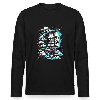 Edgar Allan Poe Fan, Classical Literature, - Men's Premium Organic Long Sleeve Shirt - black - Front - Nico (187cm)