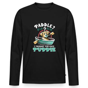 Canotage Papa Capitaine de bateau Ponton Marin Croisière - T-shirt manches longues Premium bio Homme - noir - Devant - Nico (187cm)