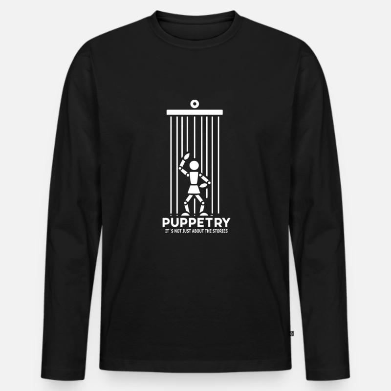 Puppet Mastery Shadow Play Bauchredner-geschenk - Männer Premium Bio Langarmshirt - Schwarz