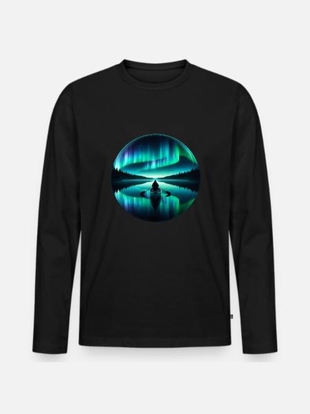 Polarlicht-aurora-verfolger Alaska Wilderness - Männer Premium Bio Langarmshirt - Schwarz